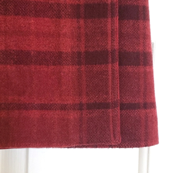 VINTAGE Plaid Wool Wrap Skirt Burgundy Black - Picture 6 of 8
